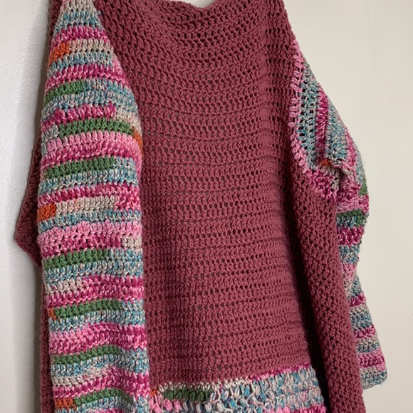 Handmade Knitted Long Sleeve Duster Cardigan | Recycled | Cozy Wrap | Grandma - Picture 9 of 13